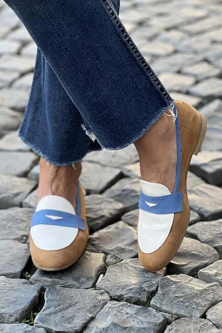 Amabile | Mocassino Colourblock Cammello e Azzurro