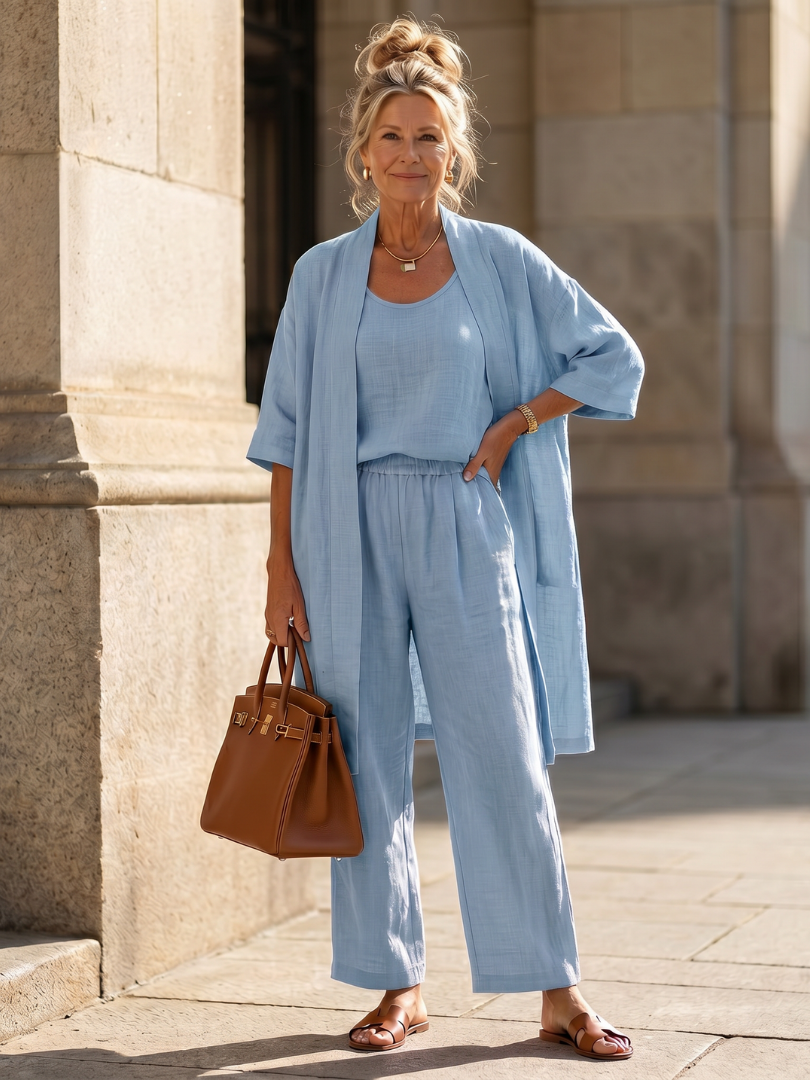 Renata | Set Relaxed a Tre Pezzi con Top e Pantaloni