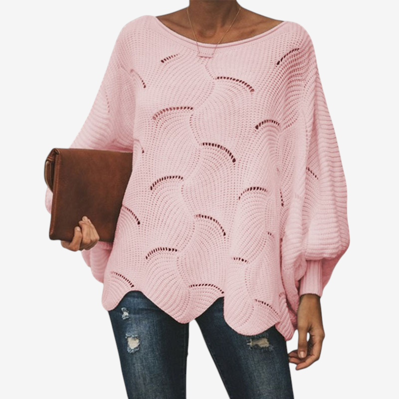 Maglione oversize da donna con lavorazione a maglia traforata