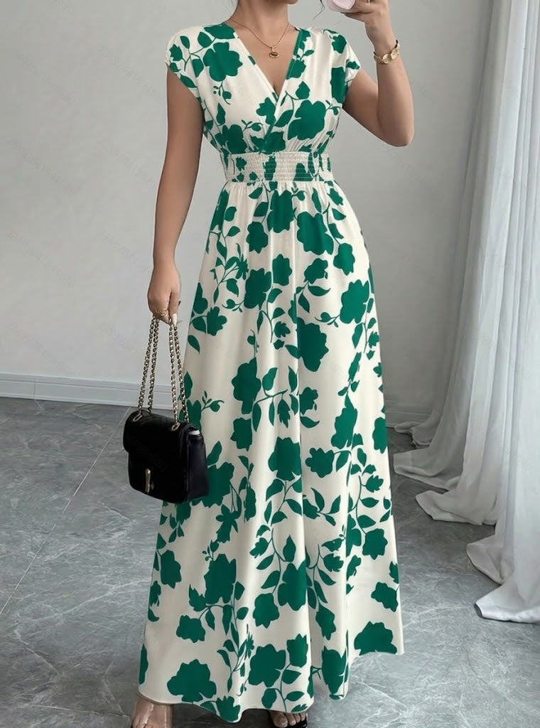 Daniela | Vestido floral largo con escote en V