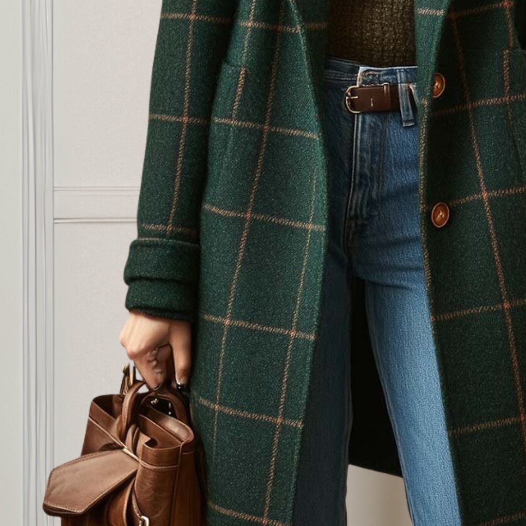 Sabina | Cappotto lungo in tweed a quadri