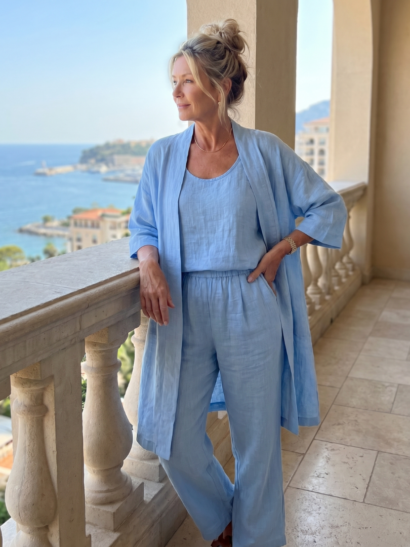 Renata | Set Relaxed a Tre Pezzi con Top e Pantaloni