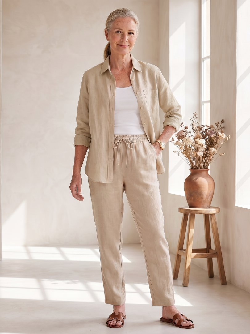 Nora | Completo Camicia a Maniche Lunghe e Pantaloni Affusolati