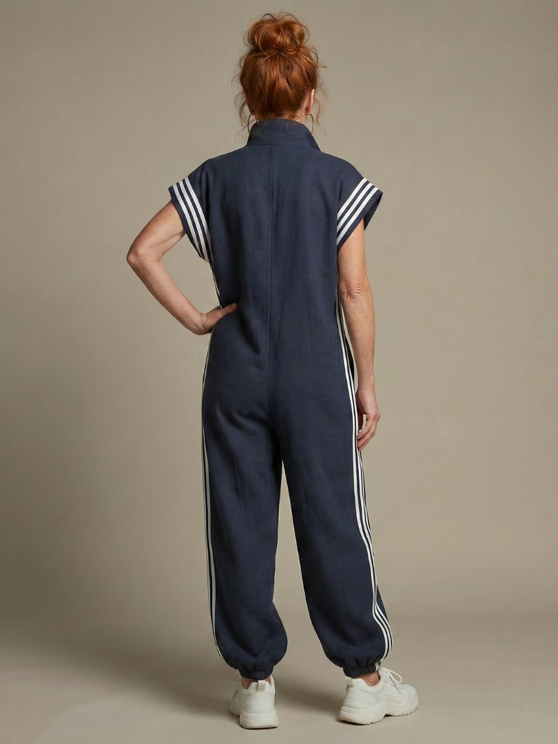 Lara | Tuta con Zip Frontale e Pannelli Laterali a Righe