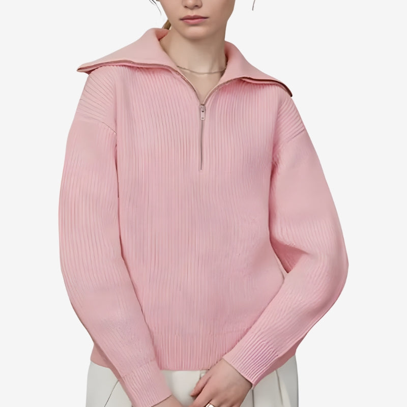 Aria - Maglione con mezza zip e design a righe