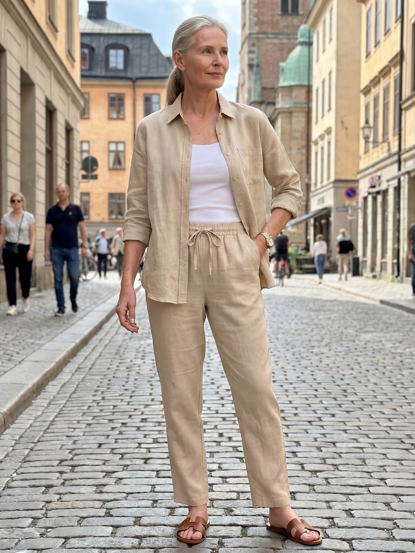 Nora | Completo Camicia a Maniche Lunghe e Pantaloni Affusolati