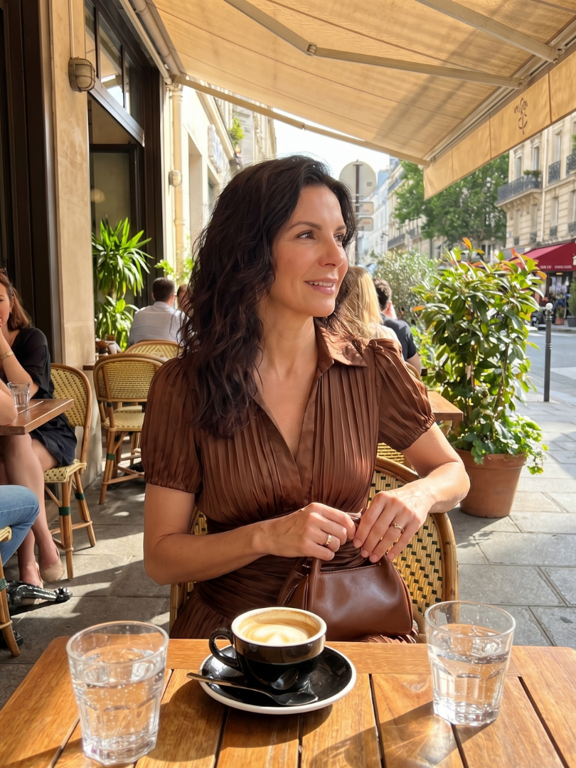 Theodora | Abito midi a righe con vita plissettata