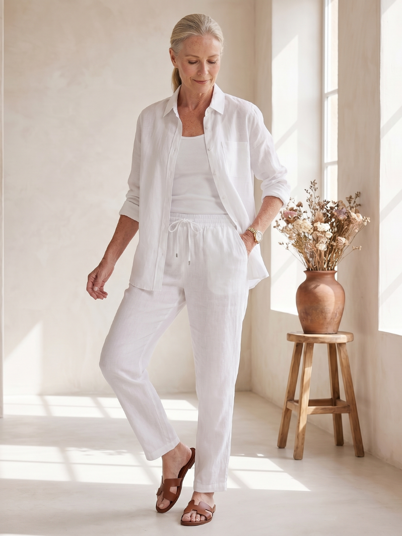 Nora | Completo Camicia a Maniche Lunghe e Pantaloni Affusolati