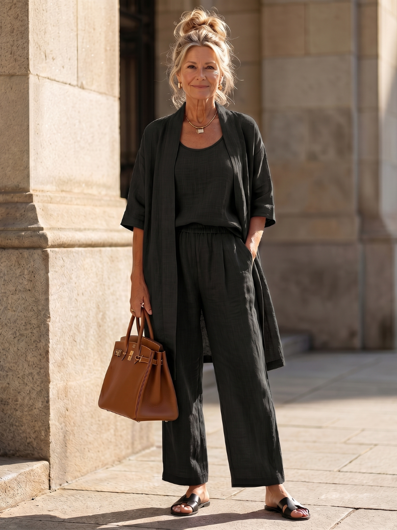 Renata | Set Relaxed a Tre Pezzi con Top e Pantaloni