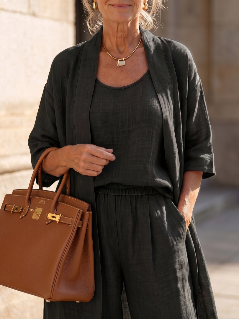 Renata | Set Relaxed a Tre Pezzi con Top e Pantaloni