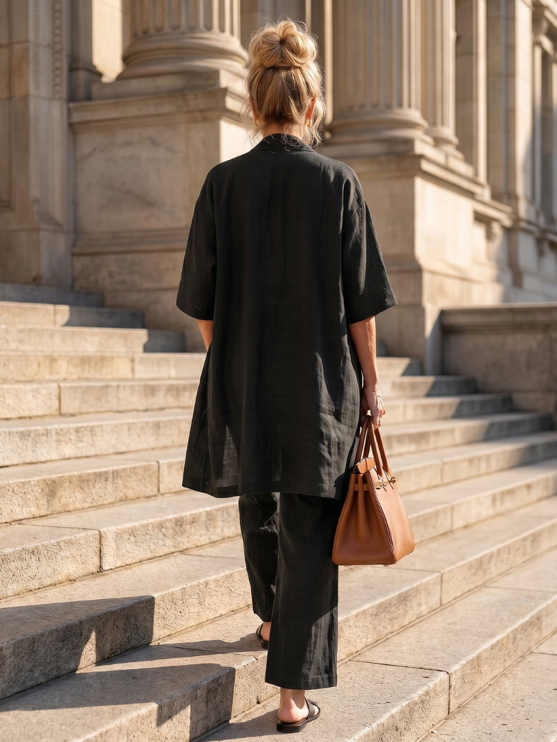 Renata | Set Relaxed a Tre Pezzi con Top e Pantaloni