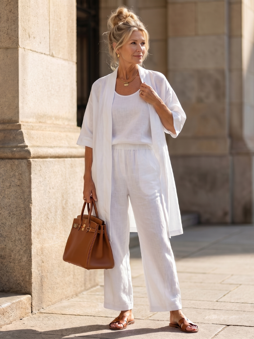 Renata | Set Relaxed a Tre Pezzi con Top e Pantaloni