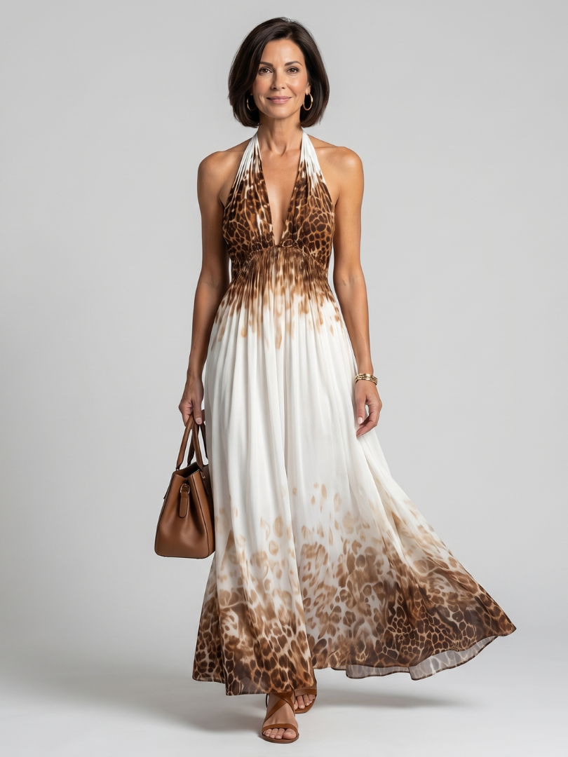 Elena | Abito Midi Bianco Plissettato