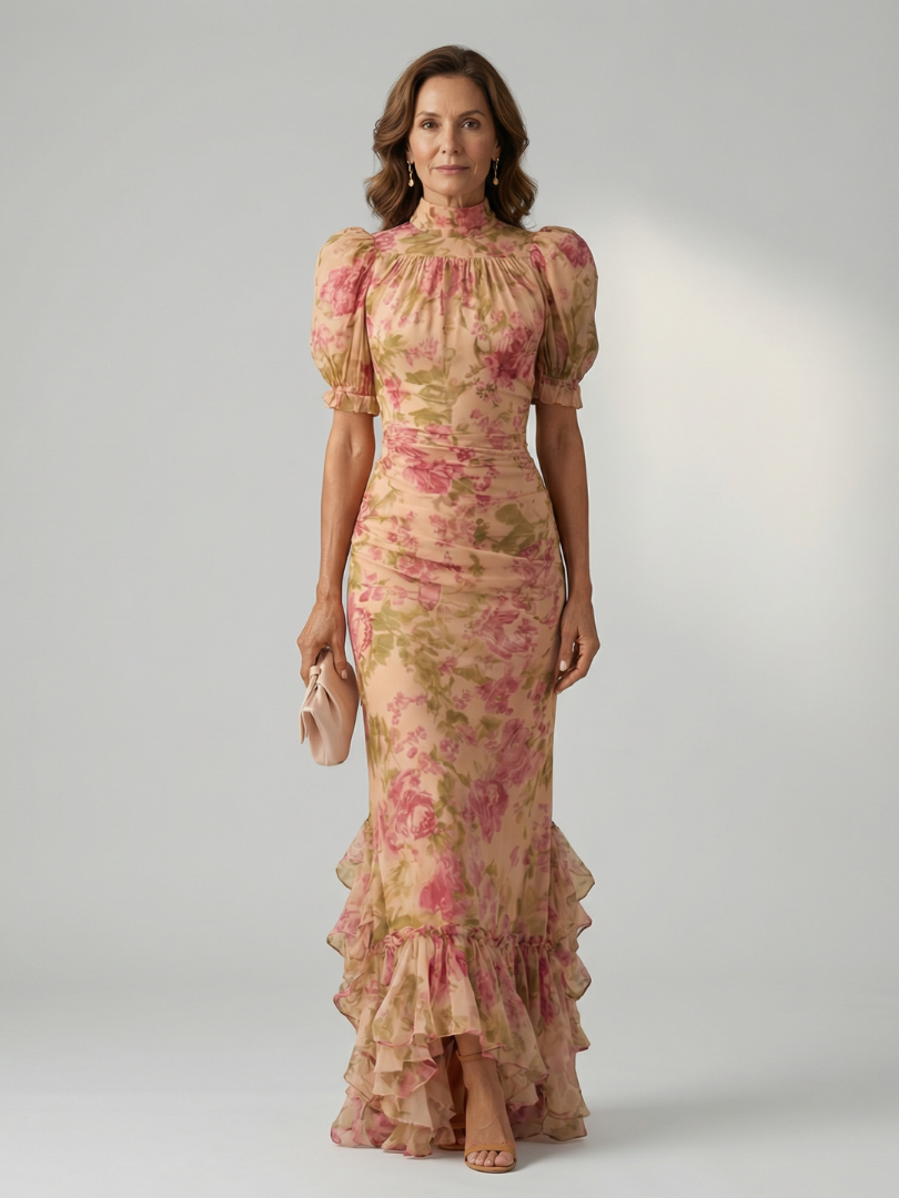 Vianne | Abito Maxi con Scollo Alto Delicato