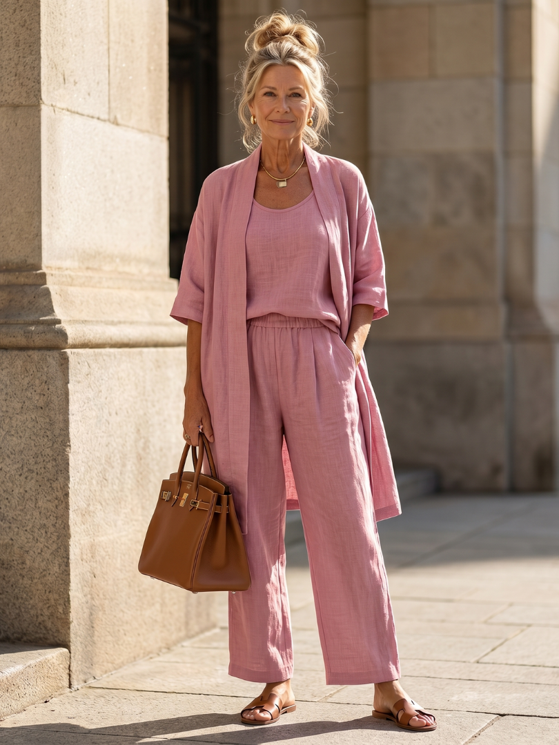 Renata | Set Relaxed a Tre Pezzi con Top e Pantaloni