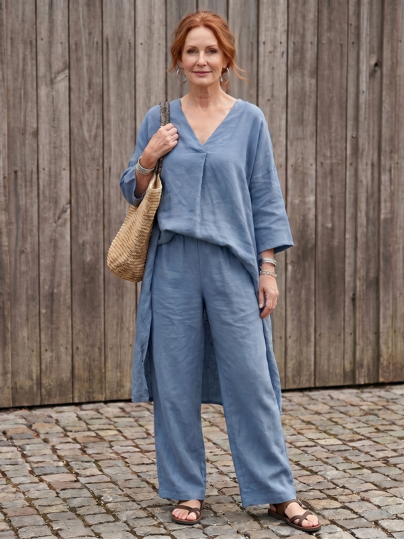 Madalena | Set Tunica Ampia e Pantaloni a Gamba Larga