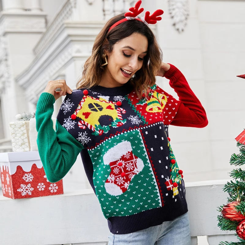 Luna – Maglione stampato a maniche lunghe con scollo rotondo