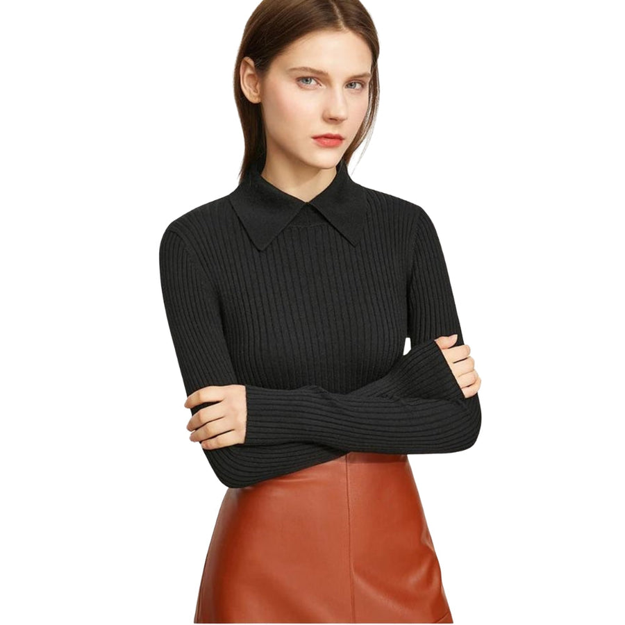 Natalie - Maglione slim fit con maniche lunghe e design a coste