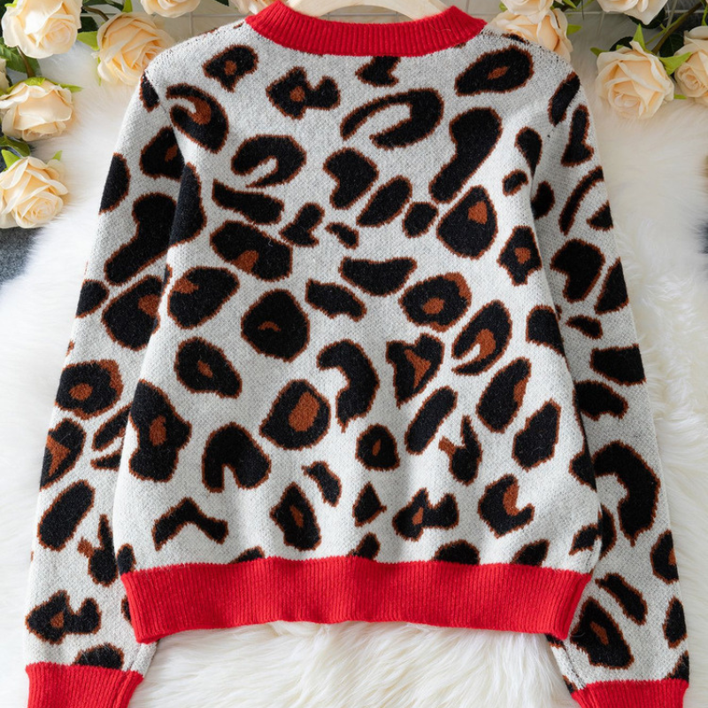 Lina - Maglione a maniche lunghe con scollo rotondo e design stampato
