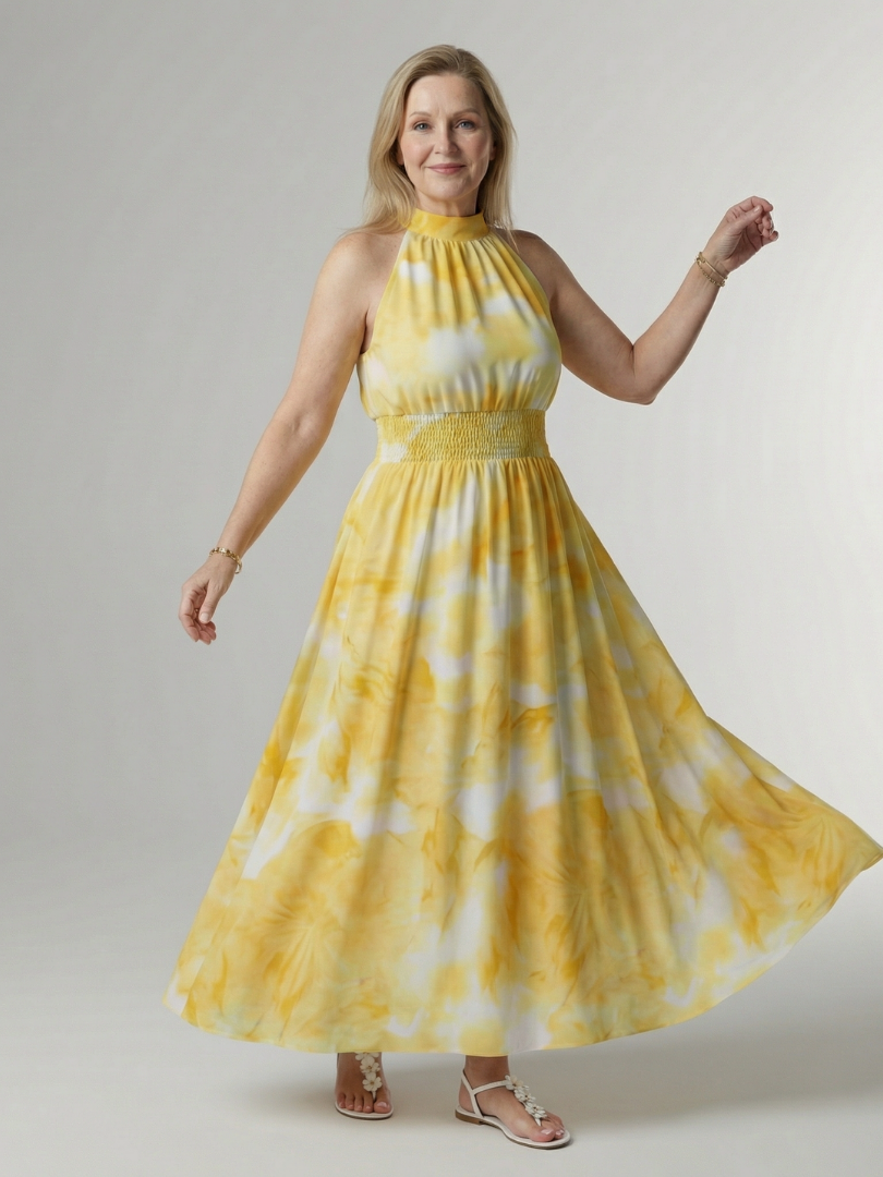 Sylin | Abito Midi con Scollo All’Americana e Vita Arricciata