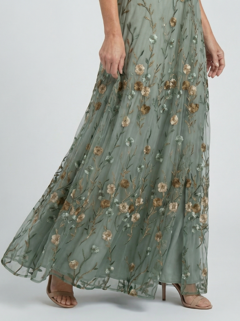 Selora | Abito Maxi Floreale con Scollo All’Americana