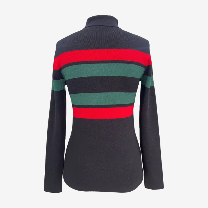 Simone – Maglione a Collo Alto a Righe con Maniche Lunghe