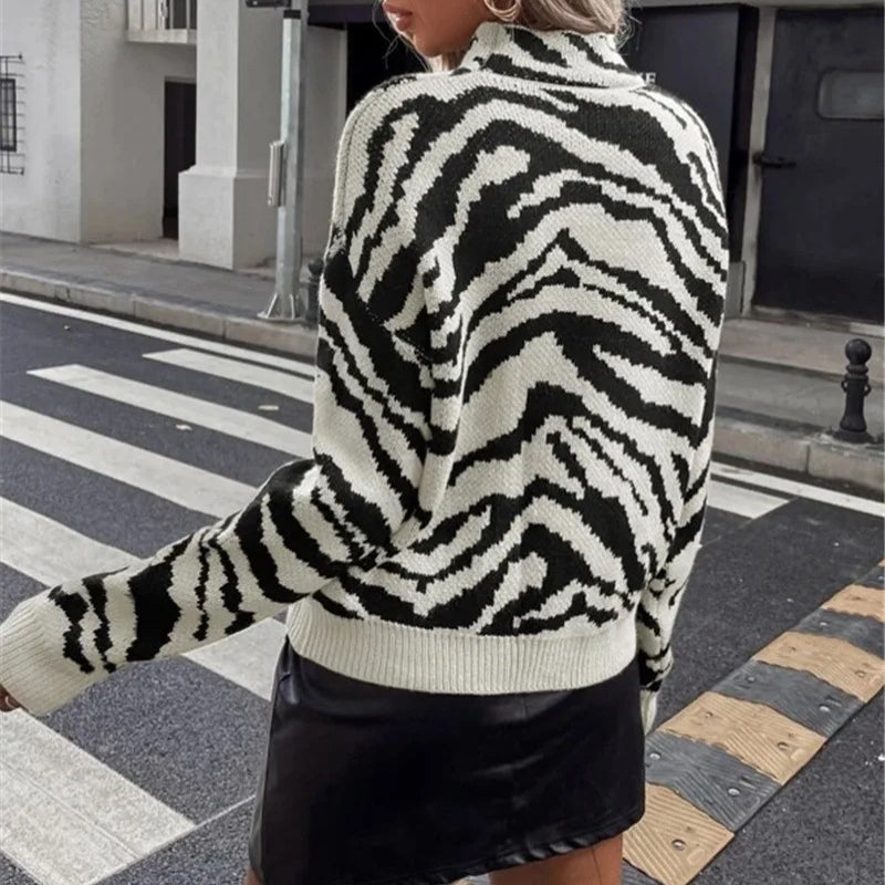 Nyela – Maglione stampato a maniche lunghe con scollo rotondo