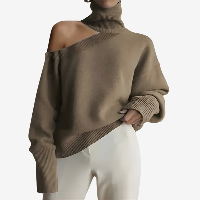 Merel – Maglione a maniche lunghe con collo alto e dettaglio a coste