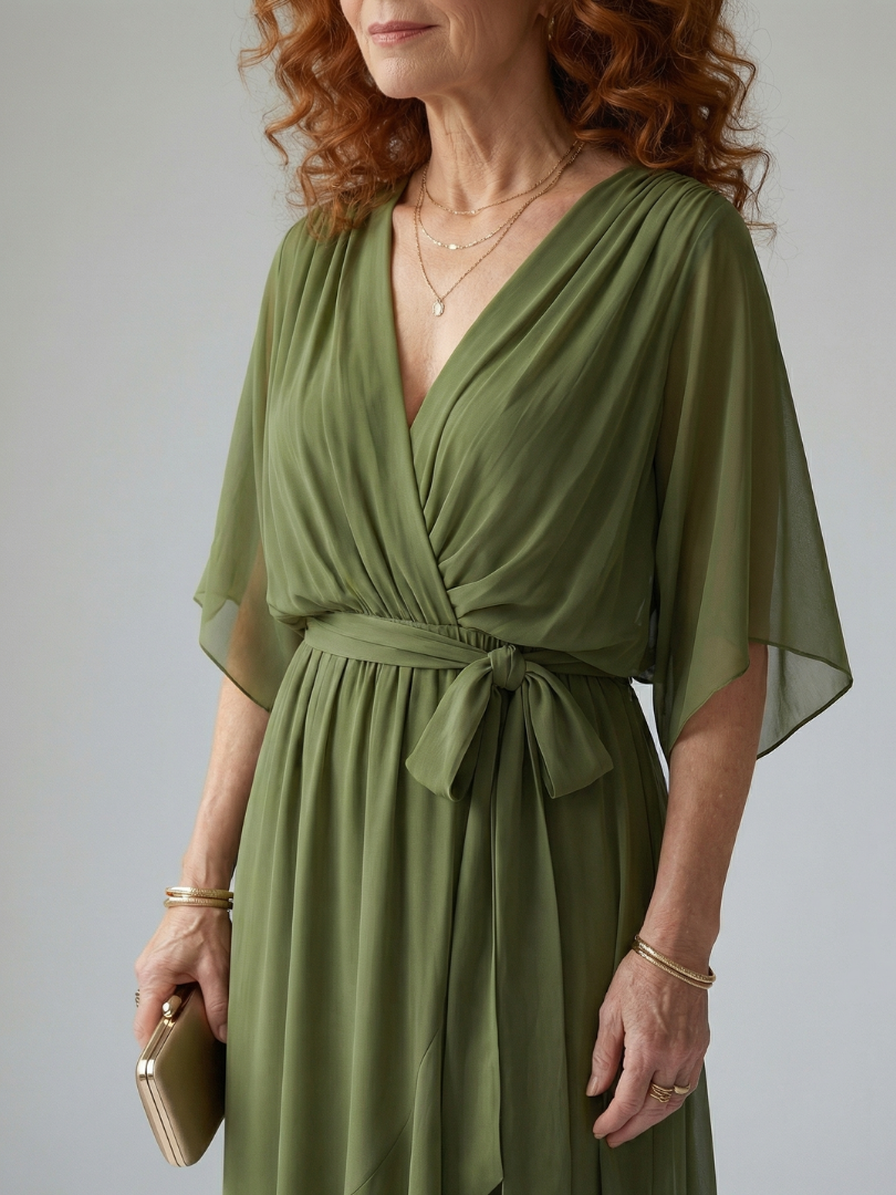 Rosalia | Abito Midi Drappeggiato Leggero