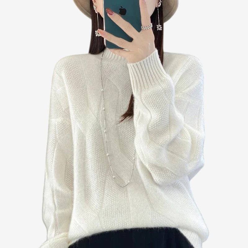 Alara – Maglione a maniche lunghe con vestibilità ampia | Collo mezzo alto per comfort accogliente | Silhouette rilassata per stratificazione casual | Taglie S–5XL | Arancione, Bianco, Kaki, Nero, Rosso, Beige