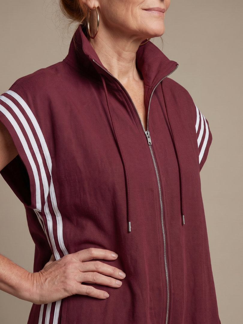 Lara | Tuta con Zip Frontale e Pannelli Laterali a Righe