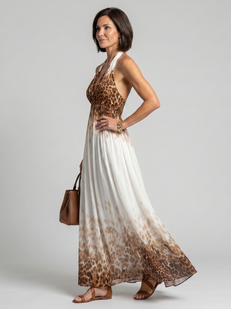 Elena | Abito Midi Bianco Plissettato