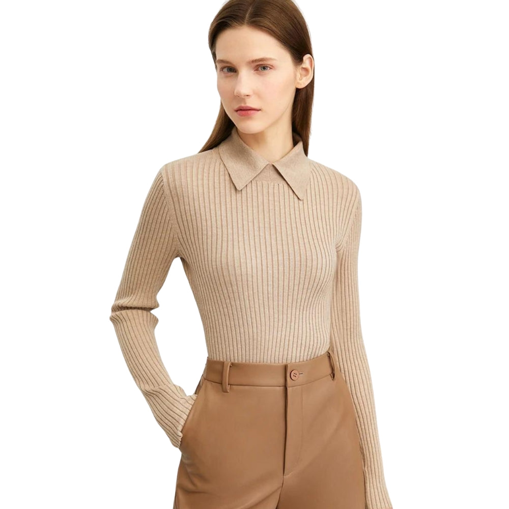 Natalie - Maglione slim fit con maniche lunghe e design a coste