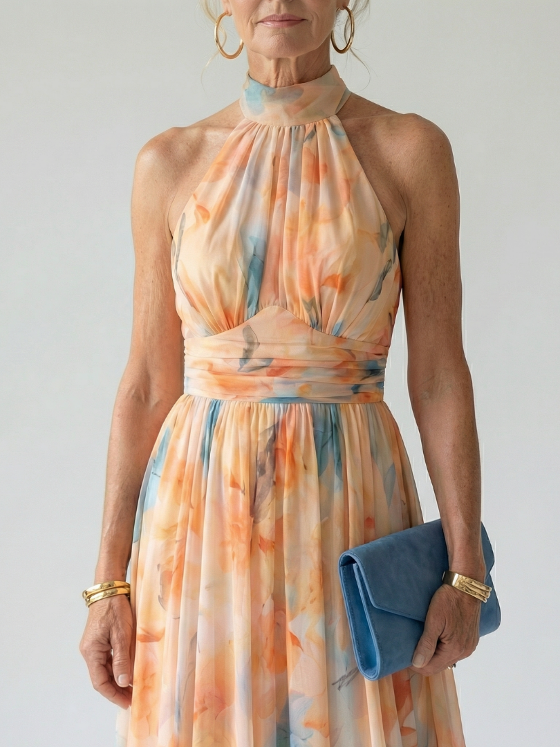 Rita | Abito Midi con Scollo Morbido all’Americana