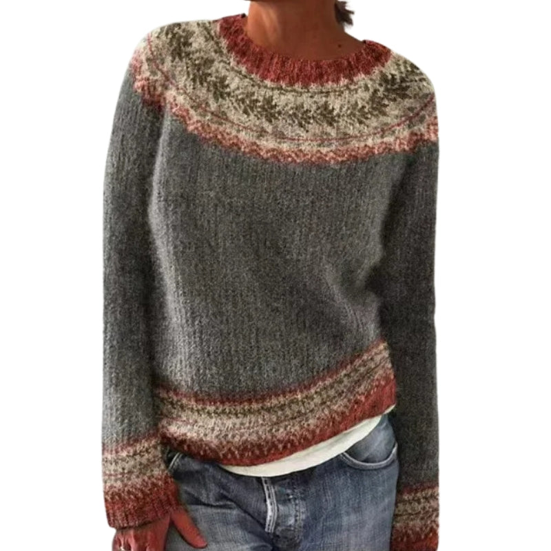 Amelia – Maglione stampato con scollo rotondo e maniche lunghe