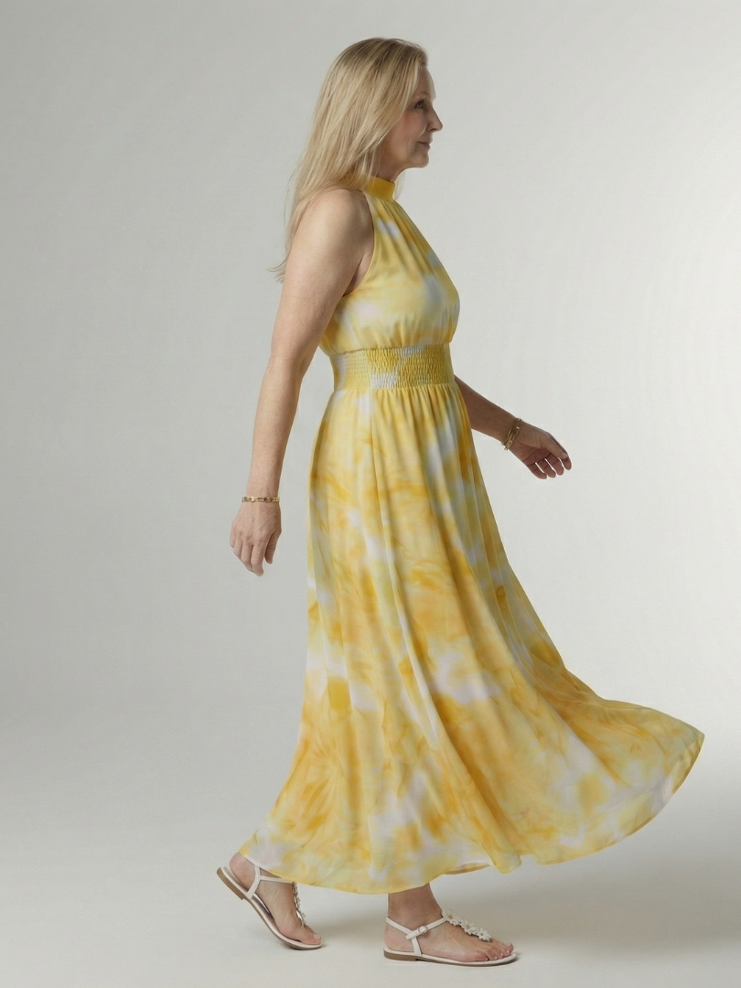 Sylin | Abito Midi con Scollo All’Americana e Vita Arricciata