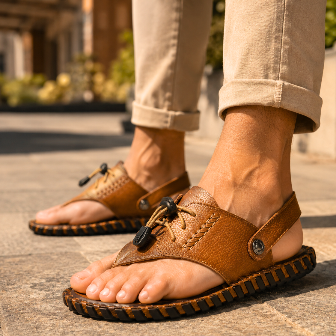 Renzo sandalo uomo cognac 4