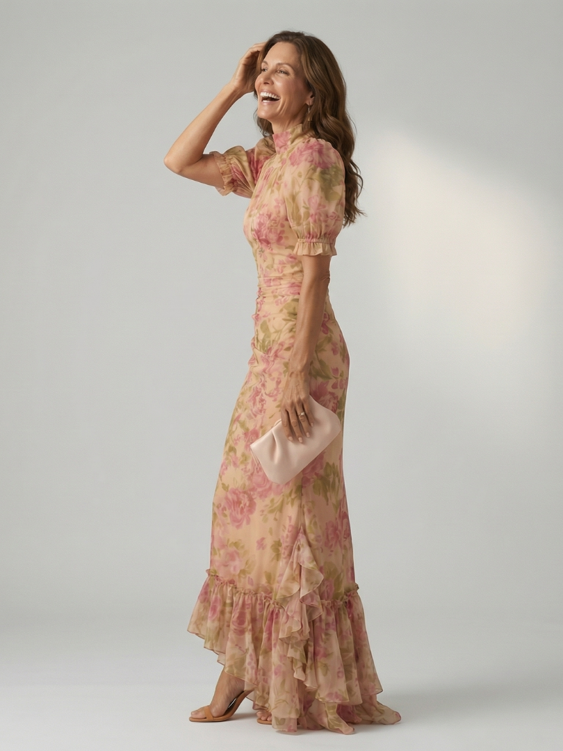 Vianne | Abito Maxi con Scollo Alto Delicato