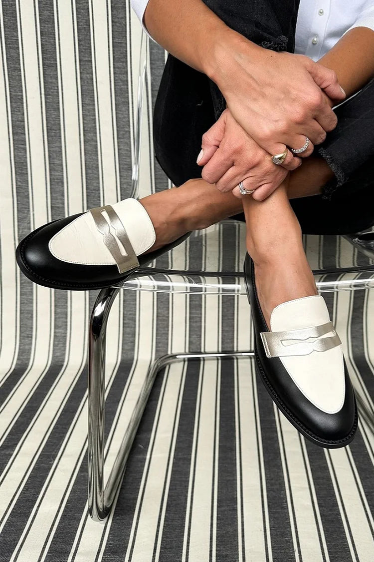 Fabrizia | Mocassino Classico Bianco e Nero