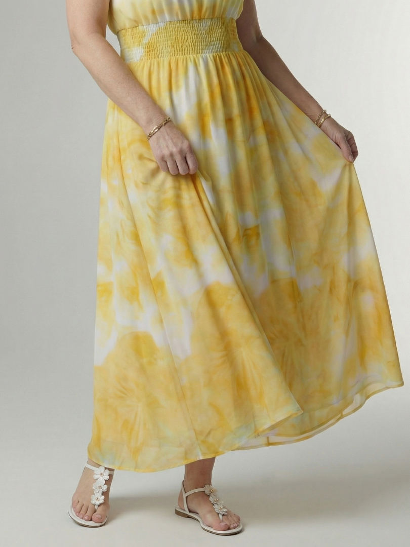 Sylin | Abito Midi con Scollo All’Americana e Vita Arricciata