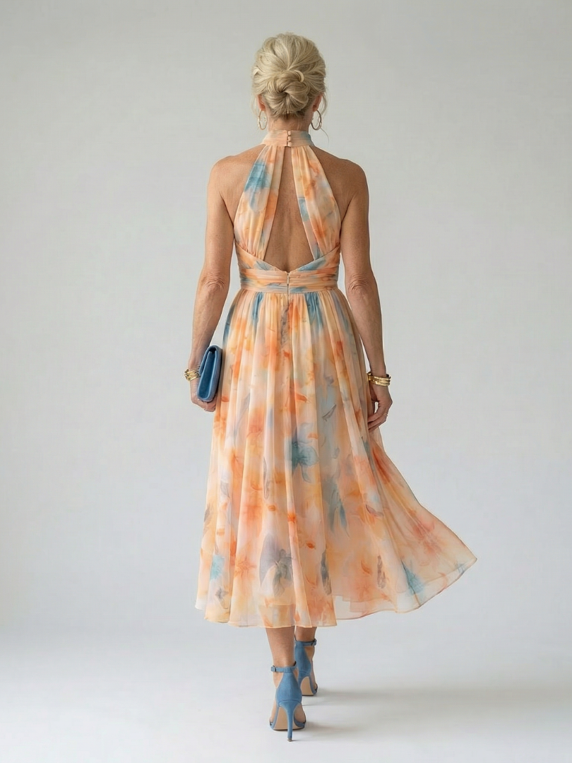 Rita | Abito Midi con Scollo Morbido all’Americana