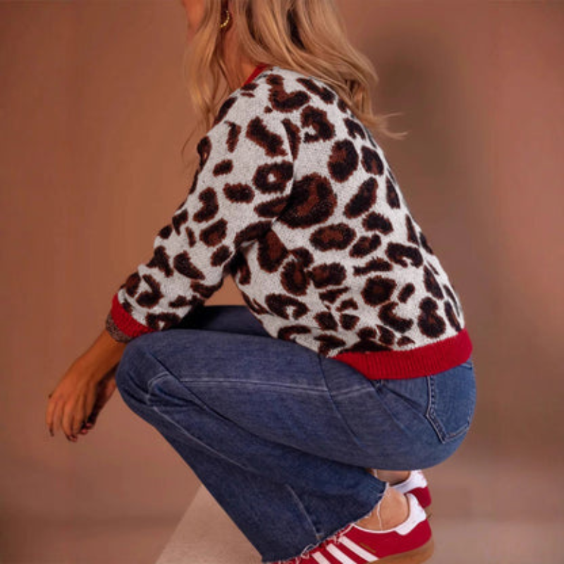 Lina - Maglione a maniche lunghe con scollo rotondo e design stampato