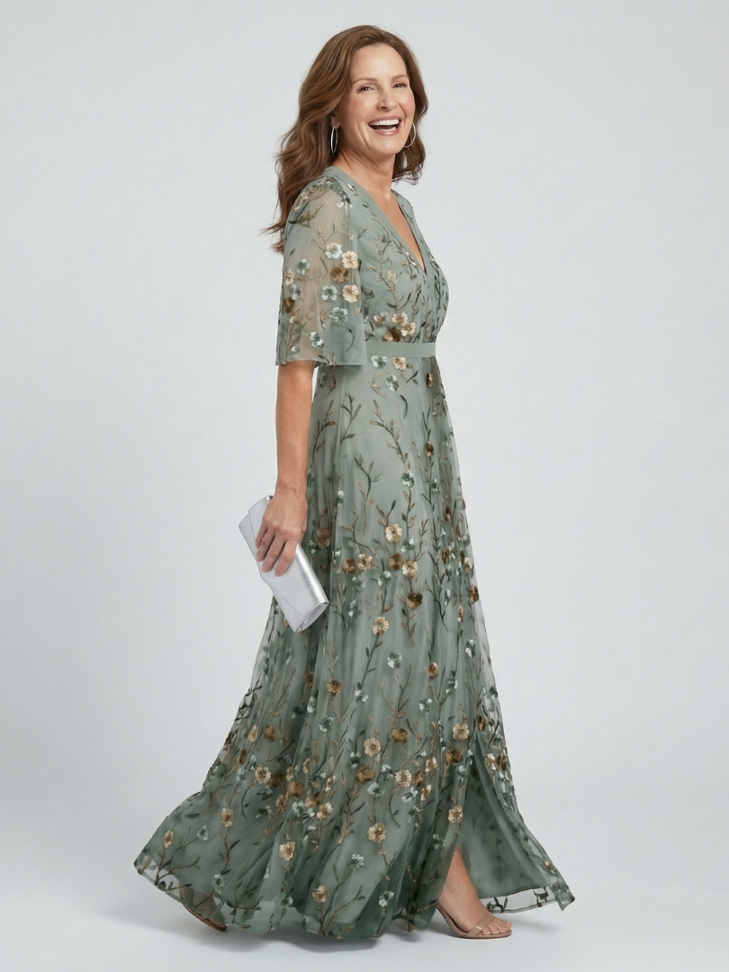 Selora | Abito Maxi Floreale con Scollo All’Americana