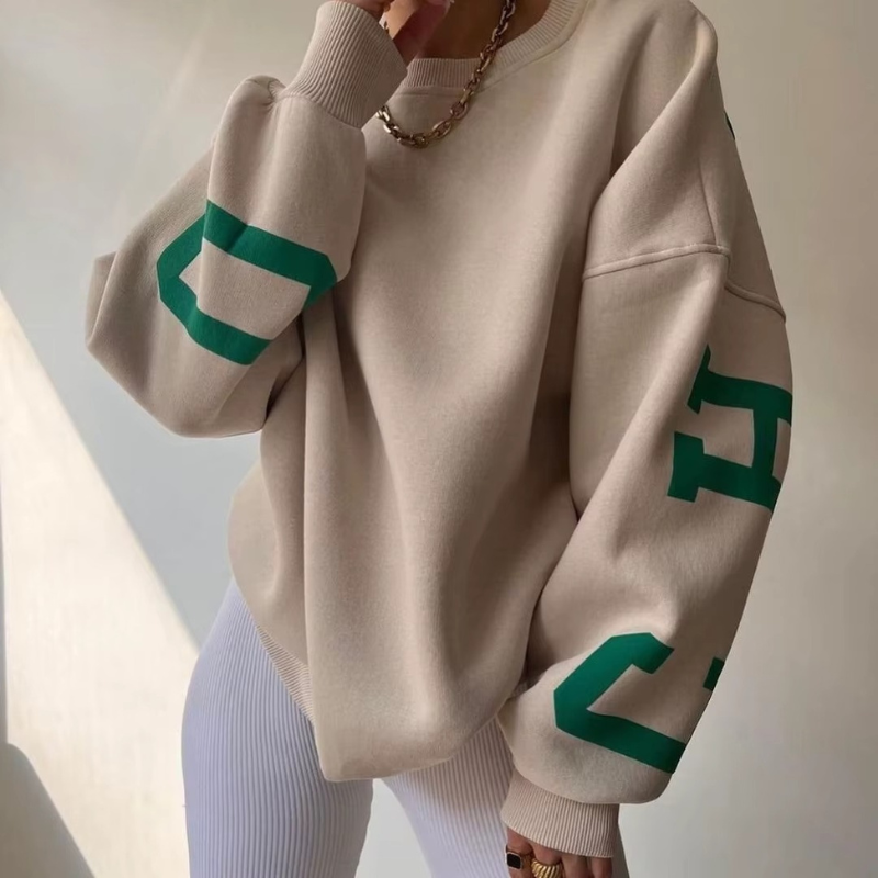 Farrah - Maglione oversize a maniche lunghe con scollo rotondo