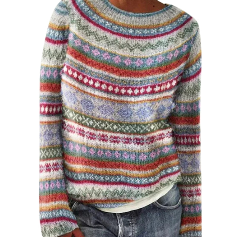 Amelia – Maglione stampato con scollo rotondo e maniche lunghe