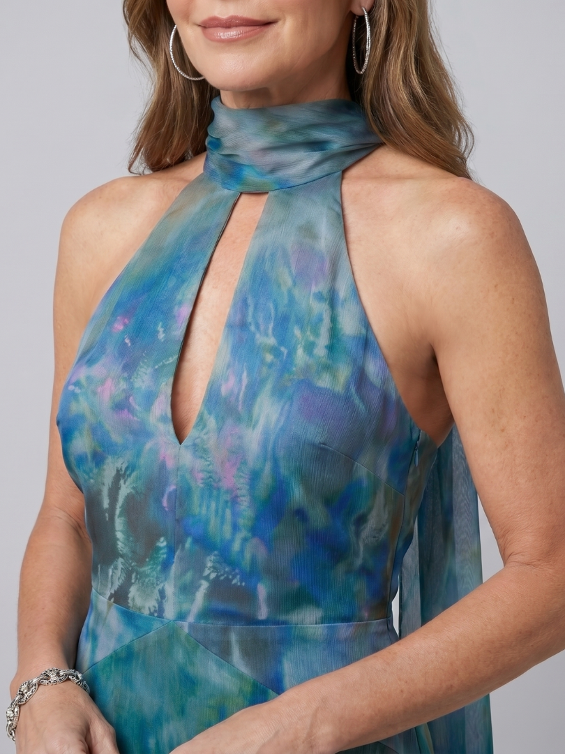 Juniper | Abito Maxi Halter Senza Maniche con Apertura Keyhole