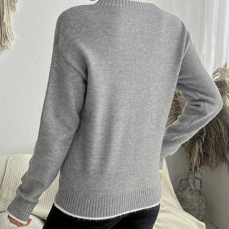 Rachel - Maglione con maniche lunghe, scollo rotondo e stampa