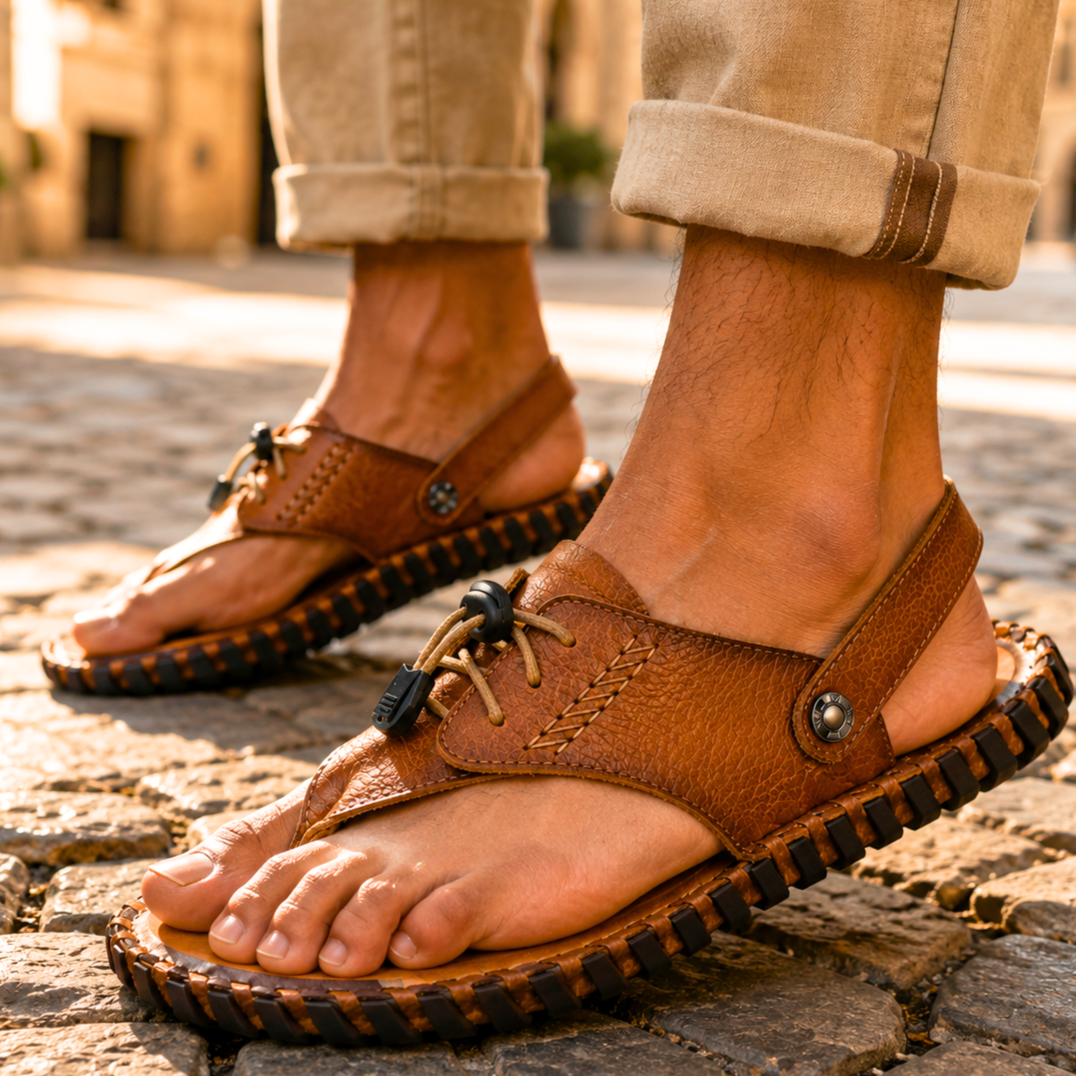 Renzo sandalo uomo cognac 3
