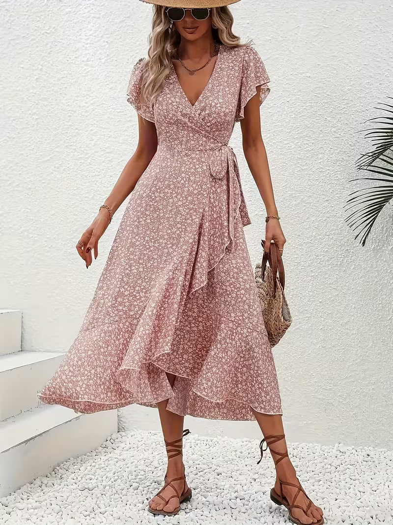 Marta | Vestido floral cruzado con escote en V