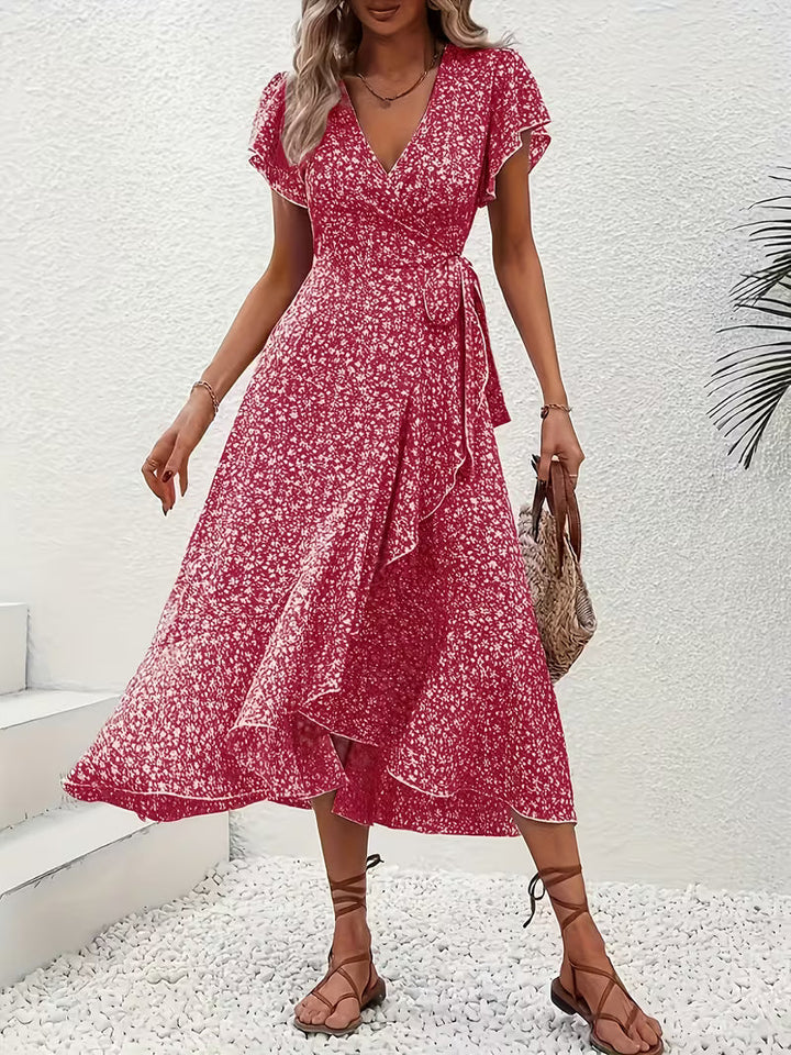 Marta | Vestido floral cruzado con escote en V
